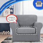 YEMYHOM Stretch Individual Cushion Covers Sofa Chair Seat Cushion Slipcovers Soft Couch Cover Replacement Large Checkered Furniture Protector with Elastic Bottom (1 Pc Cushion Cover, Light Gray)