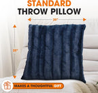 Cheer Collection Faux Fur Throw Pillows - Decorative Pillows for Couch, Bed Throw Pillows, Blue Accent Pillows for Bedroom or Living Room Aesthetic, Set of 2 Furry Throw Pillows, 20" x 20"