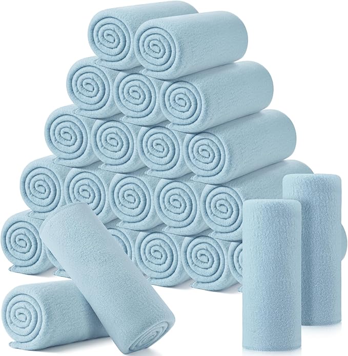 Shimeyao 24 Packs Fleece Throw Blanket Soft Warm Lightweight Fleece Blanket Cozy Throw Bulk for Bed Couch Sofa Home Office Wedding Gifts Suitable for Seasons, 50 x 60 Inches(Powder Blue)