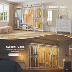 VIPEK V40 Wire Garment Rack Heavy Duty Clothes Racks for Hanging Clothes, Multi-Functional Bedroom Clothing Racks Freestanding Closet Wardrobe Rack, 76" L x 15.7" W x 76.4" H, Max Load 1110lbs, White