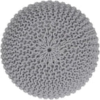 REDEARTH · Round Pouf Ottoman - Hand Knitted Cable Boho Poof Home Décor Pouffe Circular Footrest for Living Room - Nursery - Bedroom - Lounge 100% Cotton (19.5”x19.5”x14”) - Gray, Set of 2
