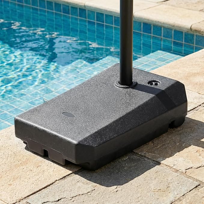 Giantex Fillable Cantilever Umbrella Base, 250 lbs Heavy-Duty Offset Patio Umbrella Stand with Wheels, Sand & Water Filled, HDPE Weighted Outdoor Umbrella Holder for Garden, Deck, Poolside