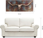Empire Art Direct Empire Art Long Horn Primo Mixed Media Hand Painted Iron Sculpture Wall Décor, Metallic, 2.40" x 48.00"