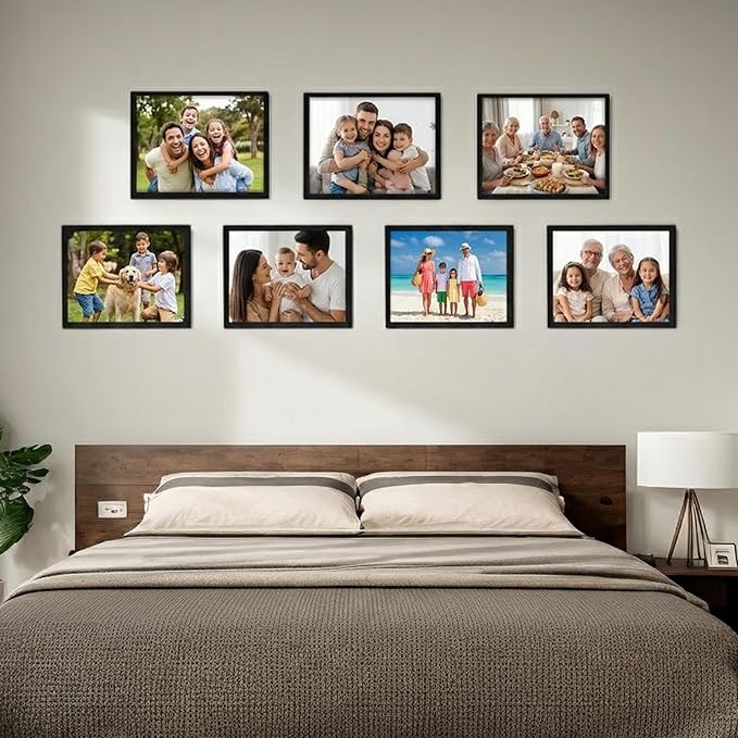 Giftgarden 8x10 Picture Frame Set of 7, Multi Photo Frames for Wall Decor or Tabletop Display, Black