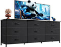 WLIVE 63''W Dresser for Bedroom, Black Dresser TV Stand for 65, 70, 75 inch TV, Wide Chest of Drawers with 9 Drawer, Large Entertainment Center, Fabric Dressers with Wood Top for Closet, Living Room