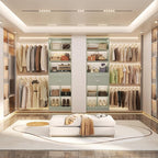 Closet System, 4-8 FT Closet Organizer Tower with 2 Wooden Drawers and 5 Hanging Rods, Can Fit 60 to 96 inch Walk-in Closet System, Crab Green
