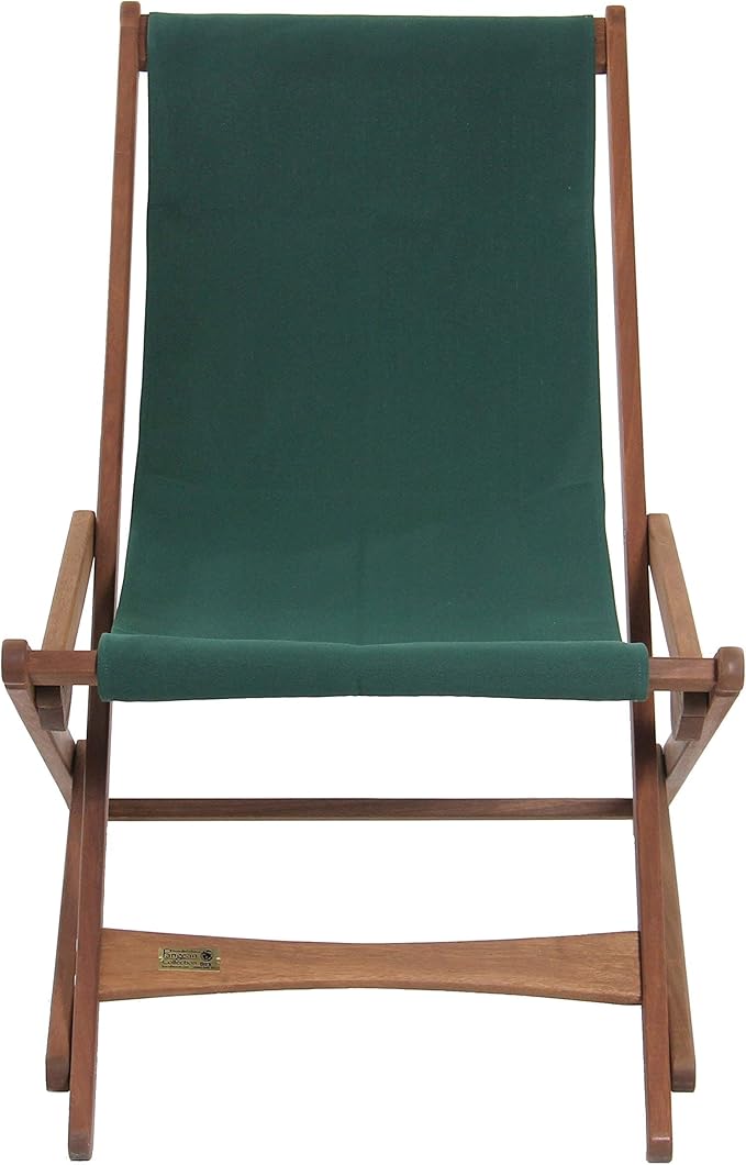 BYER OF MAINE Pangean Glider Chair – Folding Wood & Canvas Chair – Portable Outdoor Chair for Porch, Patio, or Beach in Forest Green