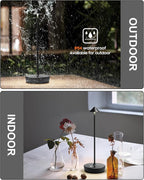 Cordless Table Lamps Rechargeable, 6000mAh Battery Operated LED Desk Lamp Outdoor Waterproof Portable Touch Dimmable Table Night Light for Patio Restaurant Dining Home Black