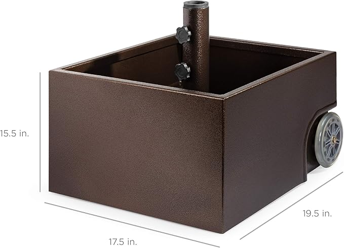 Best Choice Products 150lb Capacity Portable Steel Umbrella Base Stand for Outdoor, Patio, Garden, Market w/Fillable Planter, Drainage, 2 Adjustment Knobs, Handle, Wheels