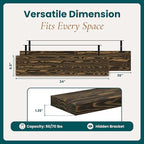 24'' Pine Wood Floating Shelves for Wall- Set of 2 - Rustic Wall Mounted Wooden Shelf for Stylish Home Décor (Dark Brown, 24x6.5x1.25), 2pcs