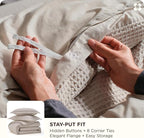 Bedsure Cotton Duvet Cover Queen - 100% Cotton Waffle Weave Linen Color Duvet Cover Queen Size, GentleSoft™ and Breathable Bedding Set for All Season, 3 Pieces, 90"x90"