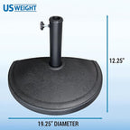 US Weight Half Round 20 lb Patio Umbrella Base - Adjustable Umbrella Stand for Posts up to 1.9 in - Sun and Weather Resistant - Half Round Design with Textured Surface