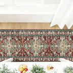 U'Artlines 3' x 20' Boho Hallway Runner Rug, Rust Non Slip Washable Vintage Farmhouse Accent Rug Carpet for Kitchen Entryway Laundry and Living Room (Rust＆Teal)