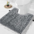Yimobra Toilet Rugs U Shaped Washable, Extra Thick Soft Absorbent Chenille Contour Bathroom Rugs for Toilet 24x20 Inch, Quick Dry Non Slip Toilet Mat for Bath Floor, Silver