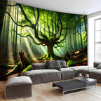 BSFHH Nature Tapestry Forest Tree Sea Cave Wall Hanging, Stream Through Rainforest Landscape Wall Art Tapestry for Bedroom Living room (Century-old tree, 110" × 87", Unframed)