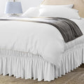 Utopia Bedding Twin Elastic Bed Ruffle - Easy Wrap Around Ruffle - Microfiber Bed Skirt with Adjustable Elastic Belt 16 Inch Tailored Drop - Hotel Quality Bedskirt, Fade Resistant (Twin, White)
