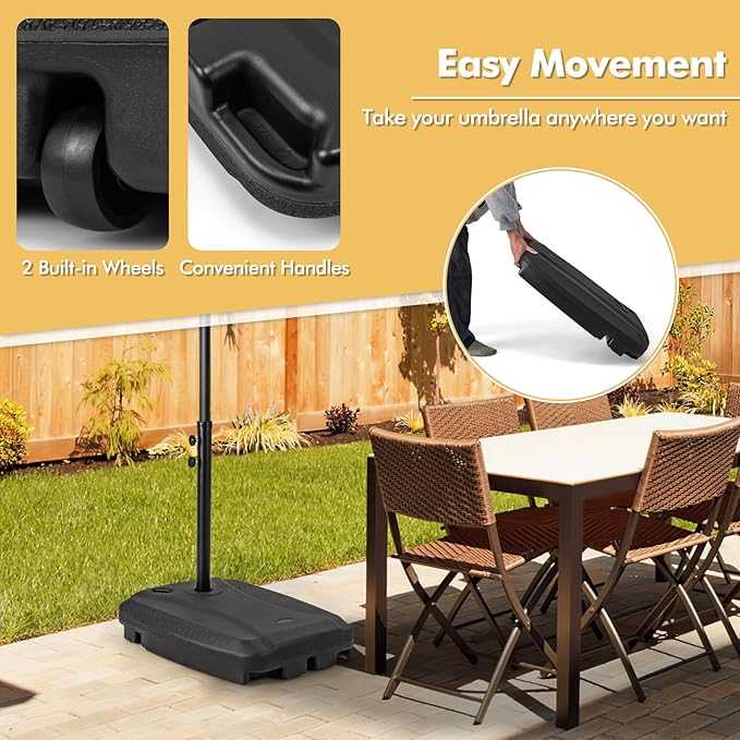 Giantex Offset Patio Umbrella Base - 243 lbs Fillable Cantilever Umbrella Stand with Wheels, Heavy Duty HDPE, Sand Water Weighted Market Umbrella Base for Garden Poolside Yard Outdoor