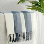 Buffalo Plaid Throw Blanket for Couch with Tassels,50"X60" Soft Lightweight Knitted Boho Decorative Blankets for Bed and Sofa Blue