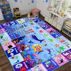 ABC Kids Rug for Playroom 59"×39.4" Ocean Rug Baby Play Mat Alphabet Mat Sea Animal Number Shape Classroom Kids Playroom Carpet Early Learning Carpet for Preschool Toddlers