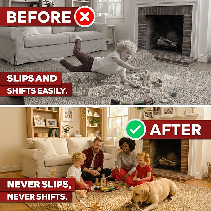 XFasten Double Sided Carpet Tape for Area Rugs, 2 Inch x 30 Yards – Heavy Duty Anti Slip Rug Grip Tape, Works as Rug Grippers, Residue Free, Wood Safe, Easy Removal for Hardwood and Laminated Floors