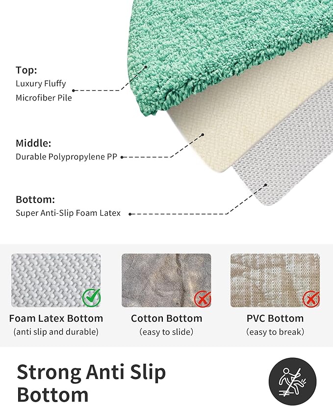 ILANGO Spa Blue Bathroom Rugs 70" × 24" Non Slip & Super Absorbent Thick Soft, Washable Bath Carpet Runner for Floor, Microfiber Plush Shaggy Bath Mats with Rubber for Bedroom Bathtub Shower Room