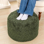 Unstuffed Ottoman Pouf Cover – Round Faux Fur Footstool Plush Floor Pouf (No Filler Included) Perfect for Living Room, Bedroom, or Office Lounge (Green, 26x26x18 in)