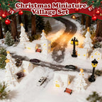 Bbiamsleep 1 Inch Christmas Mini Village Sets White Resin Miniature Village Houses Figurines and Accessories Christmas Miniature Houses for Home Xmas Winter Decor, Set of 19