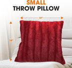 Cheer Collection Faux Fur Throw Pillows - Decorative Pillows for Couch, Bed Throw Pillows, Maroon Accent Pillows for Bedroom or Living Room Aesthetic, Set of 2 Furry Throw Pillows, 18”x18”