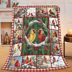 Bird Blanket for Boys Girls Christmas Red Birds Gifts Throw Blanket Cozy Plush Flannel Fleece Blankets for Bed Sofa Decor 50"x60"