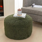 Floor Pouf- No Filler Foot Rest Stool with Storage, Bean Bag Style Cover for Living Room & Bedroom Dark Green