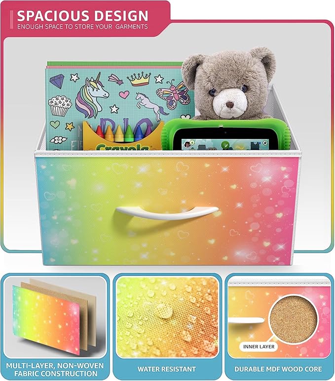 Sorbus Kids Dresser with 5 Drawers - Storage Chest Organizer Nightstand - Steel Frame, Wood Top, Tie-Dye Fabric Bins for Clothes - Wide Furniture for Bedroom, Hallway, Nursery, Closet, & Apartment