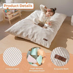 MAXYOYO 3 in 1 Kids Bean Bag Chair Bed, Convertible Chair Folds from Bean Bag to Lounger, Child Floor Sofa for Gaming, Reading, Floor Mattress with High-Density Foam Filling