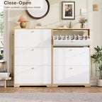 Nicetree Shoe Storage Cabinet for Entryway, Morden Shoe Cabinet, Freestanding Shoe Rack Cabinet, Hidden Shoe Dresser for Hallway,Foyer, Natural Oak and White