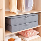 Under Bed Storage Containers, 23.6 x 11.8 x 5.9 Inch Collapsible Clothes Organizers With Handles, Storage Bins With Lids, Grey, 2 Pack