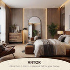 Antok Full Length Mirror, 58"x21" Floor Mirror, Arched Floor Standing Freestanding Arch Full Body Mirrors with Stand for Bedroom, Hanging Mounted for Living Room Cloakroom,Black