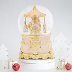 Carousel Horse Music Box Gold Pink Christmas Snow Globes Lantern Whirling Snow Globe Gift for Girls Women Mom Christmas Birthday Day Home Decoration