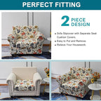 KRFOONN 2 Piece Chair Covers Printed Sofa Covers Couch Covers Washable Armchair Sofa Couch Slipcover Furniture Protector with Elastic Bottom for Living Room (Armchair, 01), Small