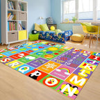 Alphabet Rug for Kids - Soft ABC Kids' Rug with Non-Slip Backing, Educational Playroom Carpet for Toddlers with Letters, Numbers & Shapes - 6'7" x 4'11" (Rectangular)