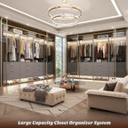 Aheaplus Closet System Closet Organizer, Wood Closet Organizer System, Walk-in Closet or Small Closets Wardrobe, Clothes Rack with Hanging Rods, 4FT Closets, Set of 2, , Grey
