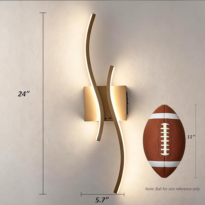 Battery Operated Wall Sconce with Remote Control,10000mAh USB Rechargeable Wireless Minimalist Gold Wall Light,3000K-6000K Dimmable LED Wall Lamp for Bedroom Hallway Background Staircase -1 Pcs