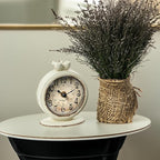 Creative Co-Op Vintage Pewter Mantel Clock with Birds, Distressed Cream