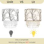 Winter Tree Branch Lamp Shade with Acrylic Bead Droplets, Branch Drum Fabric Light Shade for Pendant Table & Floor Lamp, Traditional Mordern Decor, 15.7in