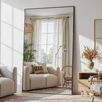 Full Length Mirror, 82"x44" Full Body Mirror, Oversized Floor Mirrors, Leaning Free Standing Mirrors, Hanging Mounted Large Mirrors for Bedroom Dressing Room, Cloakroom, Black