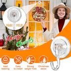 Wreath Hangers for Front Door, Clear Suction-Cup-Hooks Wreath-Door-Hanger on Glass Window,Christmas Decorations Indoor Outdoor Over The Doors Xmas Thanksgiving Hooks ,Removable and Reusable, 4 Pack