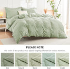 HYMOKEGE Light Green California King Comforter Set Seersucker 7 Pieces, All Season Luxury Bed in a Bag for Bedroom, Bedding Set with Comforters, Sheets, Pillowcases & Shams