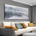 White Abstract Wall Art Decor Grunge Room Decor Art Grey Canvas Wall Decoration 20" x 40"Painting Artwork for Bedroom Home Office Dining Room Decoration