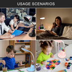 Desk Lamp for Home Office, LED Desk Lamp with Wireless Charger Pen Phone Holder, Dimmable Desk Light 3 Color Modes, College Dorm Study Lamp for College Dorm, CRI 90 800 Lumen
