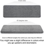 PURE ERA Bullnose Carpet Stair Treads Set Tape Free Non-Slip Indoor Stair Protectors Pet Friendly Rugs Covers Soft Skid Resistant Washable Reusable 9.5" x 30"(2 Pieces,Gray)