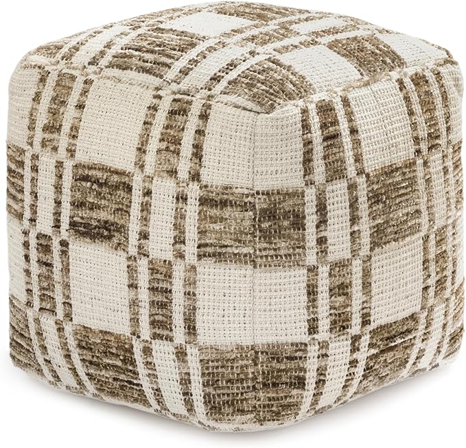 Anji Mountain Artisan Crafted Cotton Blend Pouf Ottoman | Versatile Floor Seating & Footstool for Living Room | Modern Boho Home Décor Accent | Filled Pouffe