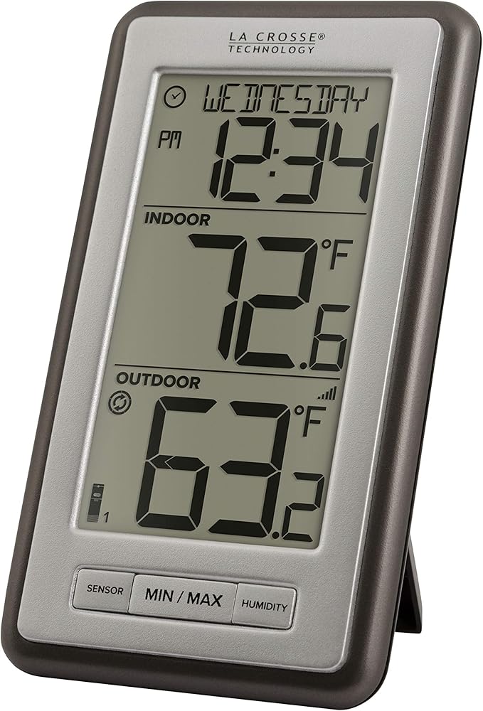La Crosse Technology Atomic Projection Alarm Clock with Temperature | Wireless Digital Thermometer